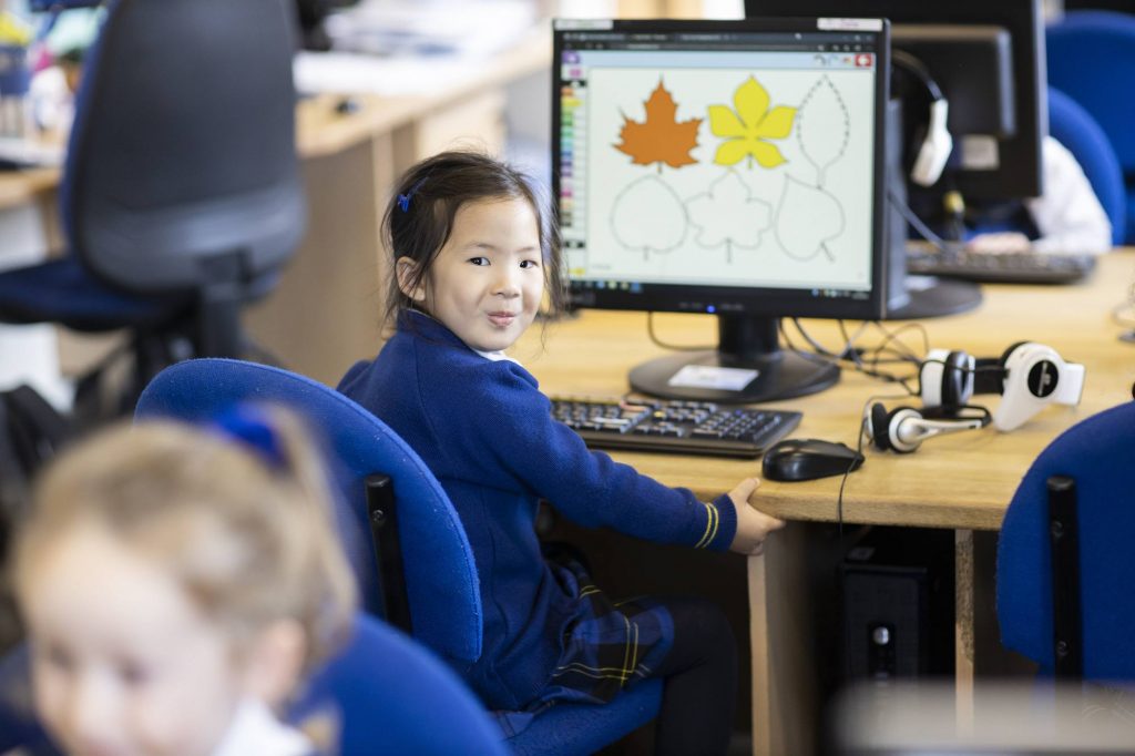 student at a computer