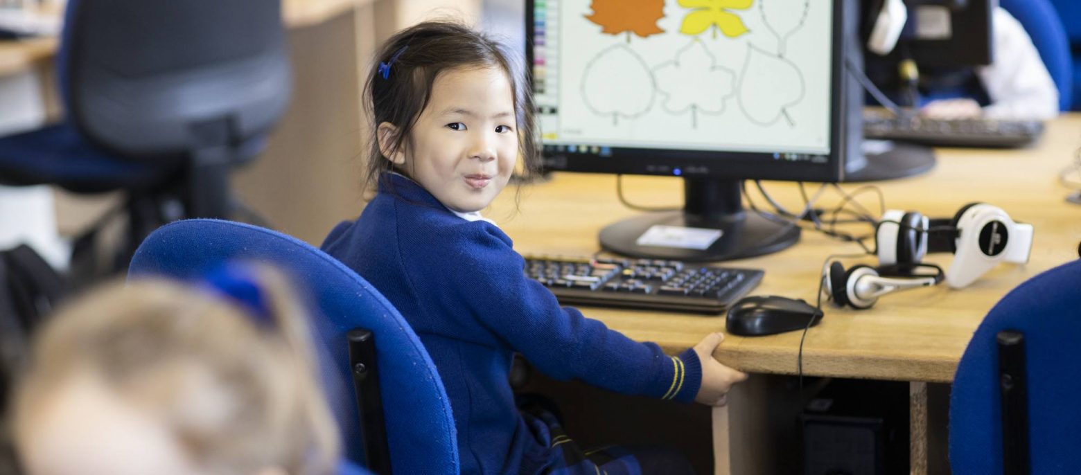 student at a computer