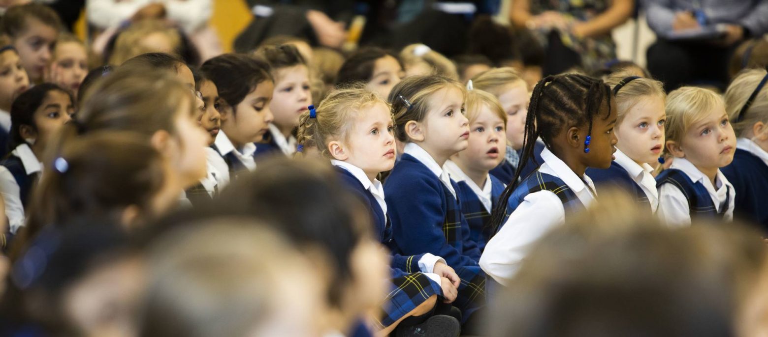 students sat for assembly