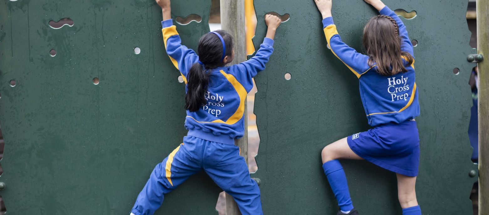 children rock climbing