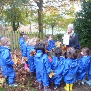 school children learning outdoors