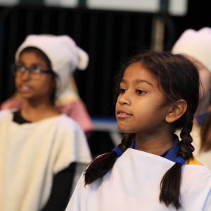 Girls dressed up for a play