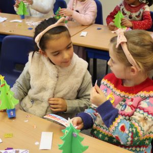 Students in festive clothes