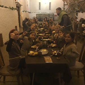 girls dressed as vikings and eating